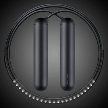 Розумна скакалка TANGRAM Factory Smart Rope – ED з вбудованою пружиною – переглядайте показники фітнесу в повітрі (Чорний, M)