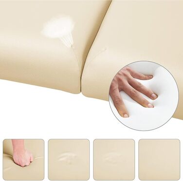 Складаний дерев'яний масажний стіл MIA, колір слонова кістка, ширина 60 см, 3 рівні регулювання висоти, легкий, з сумкою та аксесуарами