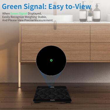 Ваги підлогові Vitafit 300 кг, чорні: цифровий BMI, Bluetooth, скло 8 мм, LED-дисплей