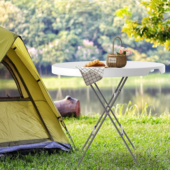 Складний квадратний стіл HollyHOME 87 см: для кемпінгу, саду, балкону, кухні, BBQ, вечірок. Сірий