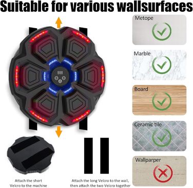 Музичний бокс-машина ZXTWTOY з LED, настінна, з боксерськими рукавицями, 9 режимів швидкості, Bluetooth, електронна, подарунок для дорослих