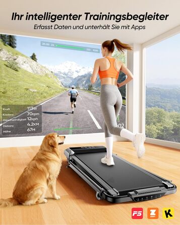 Біговий тренажер для дому з нахилом 5 в 1, 12% нахил, 2.5HP, складаний, з LED-дисплеєм, до 136 кг, сірий, без встановлення