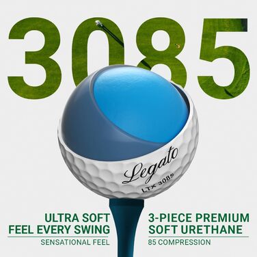 Гольф-м'ячі Legato LTX3085, уретанове покриття, 85 компресія, максимальна дальність, м'яке відчуття, 3 шт.