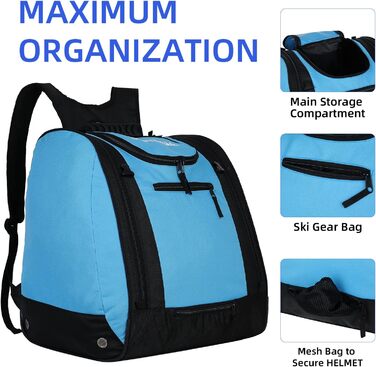 Сумка для гірськолижних черевиків AUMTISC: рюкзак для гірських лиж та сноуборду, підходить для рукавичок, куртки та маски. Колір: блакитний