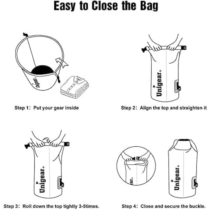 Водонепроникний мішок Unigear Dry Bag 2L/5L/10L/20L/40L – рюкзак, сумка, мішок для каяку, риболовлі, кемпінгу, пляжу з кишенею для телефону та ременями