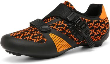 Велотуфлі для їзди на велосипеді: чоловічі та жіночі, для шосе та MTB, з жорсткою підошвою, сумісні з Look SPD/SPD-SL, унісекс, з пряжкою (47 EU, помаранчевий)