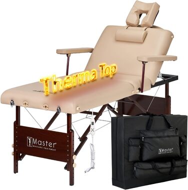 Складний масажний стіл MASTER MASSAGE 71 см Del Ray з підігрівом, салонний масажний стіл-бет, колір пісочний, модель 10056, середній розмір, Therma-Top