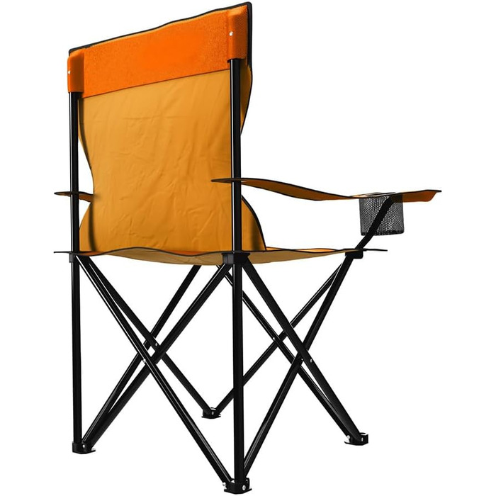Складний стілець 24MOVE® для кемпінгу, риболовлі та відпочинку на природі з підстаканником. Зручний, компактний, з поліестеру, оранжевого кольору.