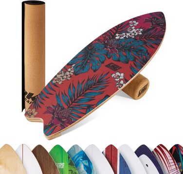 Балансборд BoarderKING Indoorboard Wave для серфінгу та скейтбордингу, тренажер рівноваги для нейром'язового тренування, з захисним килимком