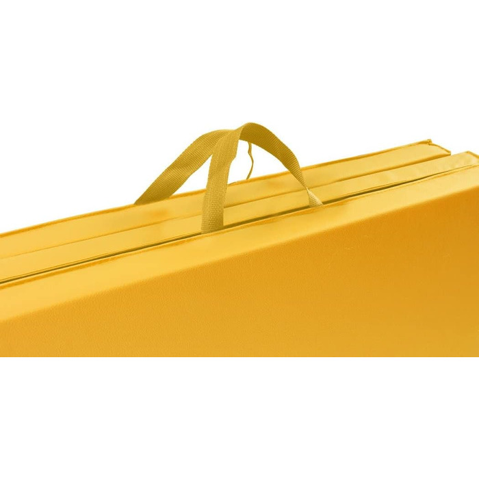 Складаний гімнастичний мат Hop-Sport 180x60x5 см, жовтий, товщина 4/5 см, для дому, фітнесу та гімнастики, з ручками для перенесення