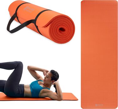 Yogamat Gaiam Essentials товстий 1 см, оранжевий, 183x61 см з ременем для перенесення - для йоги та фітнесу