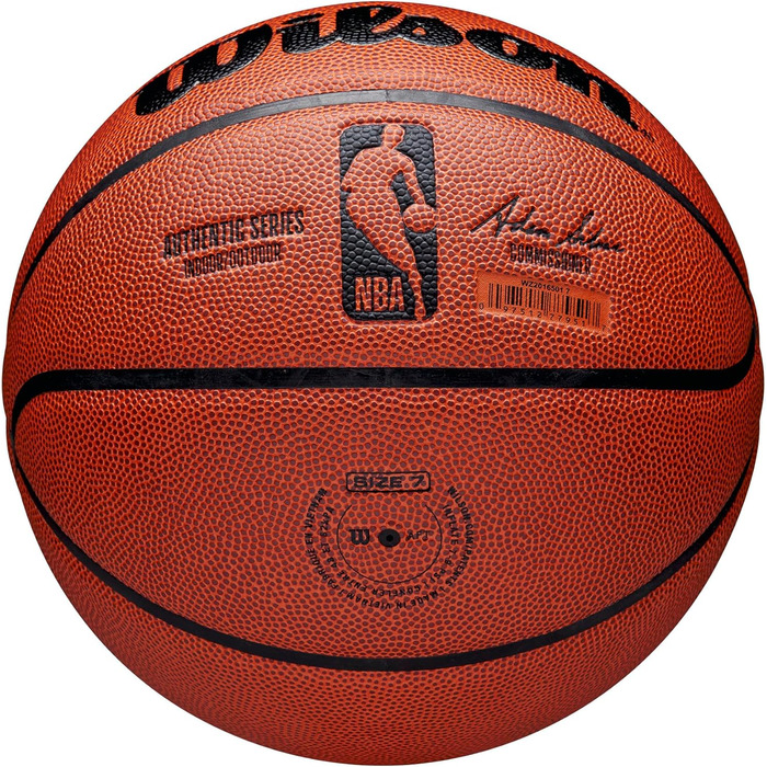 Баскетбольний м'яч Wilson NBA Authentic Series для залу та вулиці, розмір 7, помаранчевий, універсальний