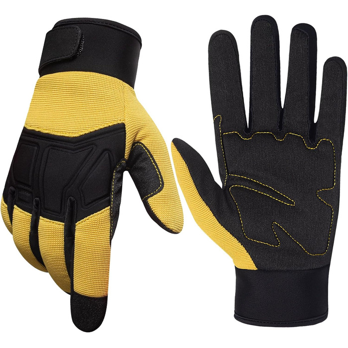 Зимові рукавички RIGWAR для чоловіків та жінок, водонепроникні велосипедні рукавички з підтримкою сенсорного екрану, терморукавички, вітрозахисні рукавички для їзди на конях, мотоциклі, походів, велосипедів, прогулянок (Чорний з жовтим, S)