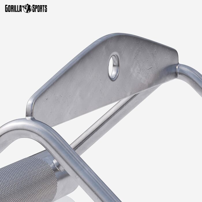 Рукоятки для тяги Gorilla Sports, хромовані, з обертанням, рифлені – для тренажера, набір: рукоятка, латтяг, гриф-підкова