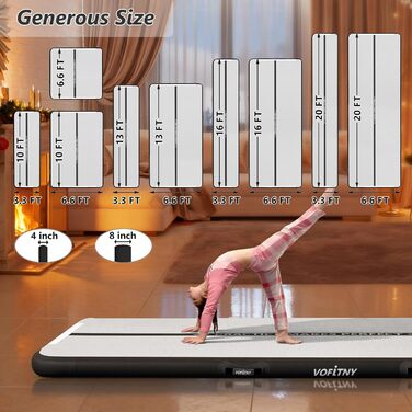 Надувна гімнастична килимок VOFiTNY товщиною 10/20 см, 3/4/5/6 м для дому, парку, води, йоги