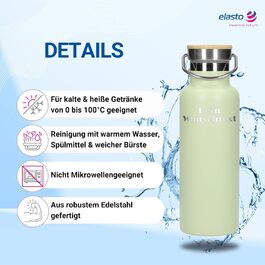 Трінкфляшка 500 мл з нержавіючої сталі з подвійними стінками - ізольована пляшка для холодних напоїв, не протікає, з ручкою, колір: фіолетовий (зелений з текстом на замовлення)