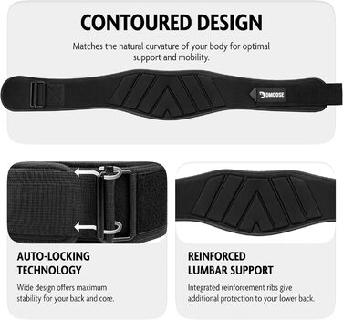 Пояс для важкої атлетики DMoose - підтягуючий пояс з системою самоблокування - пояс для чоловіків та жінок - фітнес, важка атлетика, бодібілдинг, кросфіт