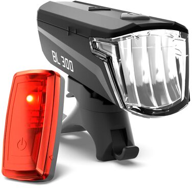 Фари для велосипеда Büchel BL 300 I StVZO (Німеччина) I До 13 годин роботи I 30/15 LUX I З батарейками I Чорний