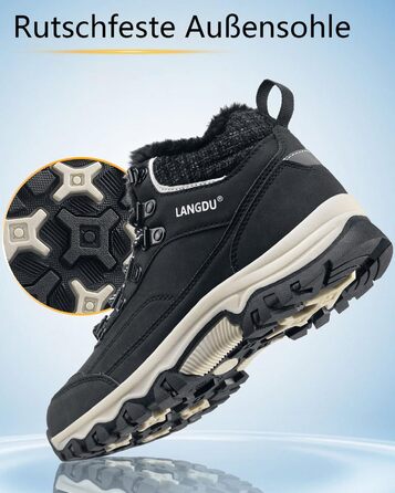 Зимові черевики жіночі, снігоступи, антиковзаючі, зимові черевики 37-42 EU (41 EU, Чорний)