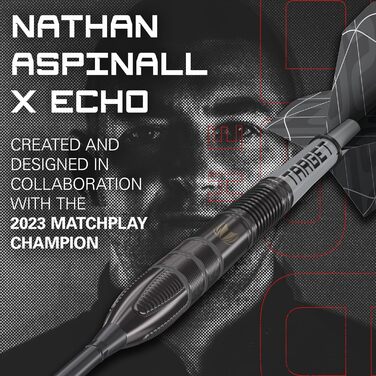 Дротики Target Nathan Aspinall Echo 90% вольфрам, сталевий наконечник, Swiss Point, гравець ASP, професійні дротики з Pro Grip та Pro Ultra, інструмент SP у комплекті
