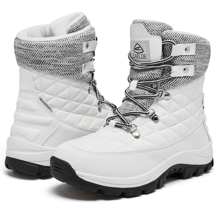 Зимові черевики EARLDE для жінок, водонепроникні, утеплені, антиковзкі, для активного відпочинку, розмір 40 EU, білі