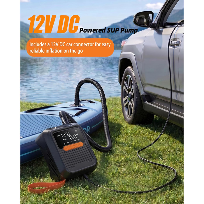 Електричний насос для SUP дошки 20 PSI з адаптером 12V для авто, каяка, човна, надувного басейну та намету