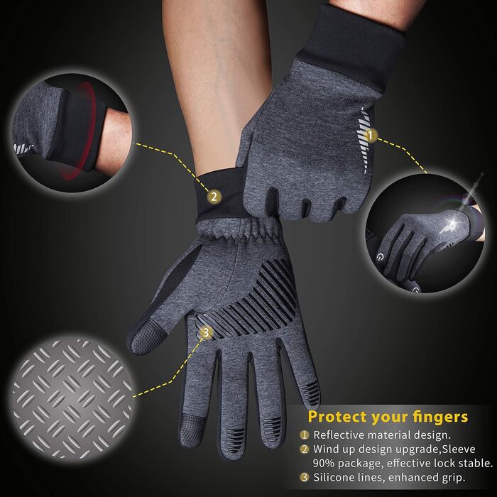 Зимові терморукавички SIMARI для чоловіків та жінок, сенсорні велосипедні рукавички, антиковзаючі, вітронепроникні для холодної погоди, для водіння, їзди на велосипеді, катання на лижах, роботи та активного відпочинку на вулиці. SMRG102, 102-Grey S