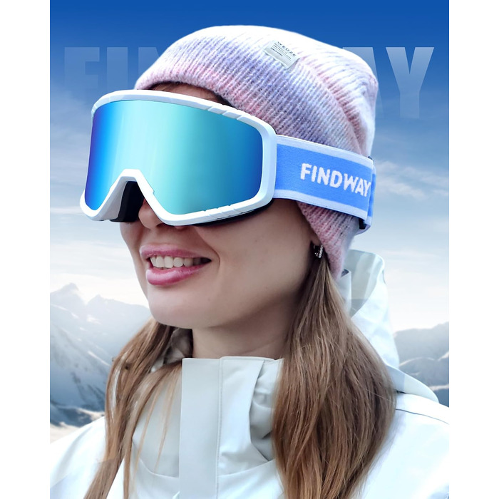 Лижні окуляри Findway для катання на сноуборді та лижах, OTG (сумісні з окулярами), захист від UV та запотівання, унісекс