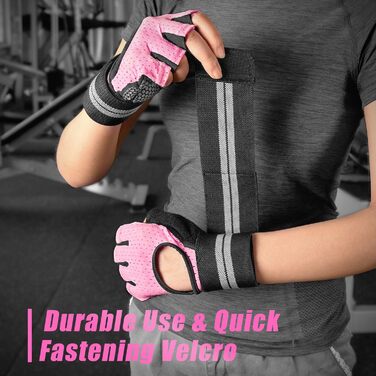 Фитнес рукавички для жінок з захистом суглобів та антиковзаючою поверхнею для важкої атлетики, спорту, тренажерного залу, кросфіту, велоспорту, рожеві