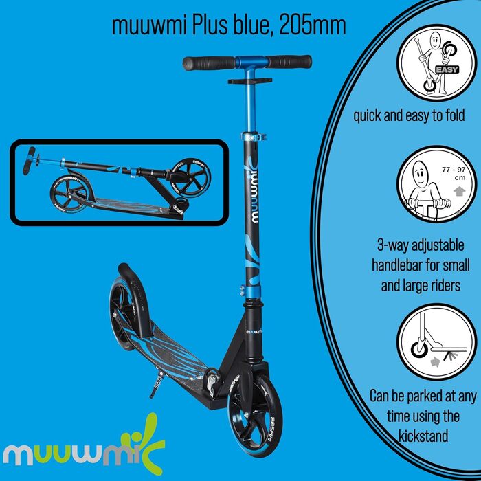 Алюмінієвий самокат muuwmi 205 мм, ABEC 7, для дітей і дорослих, регульований, сертифікований GS