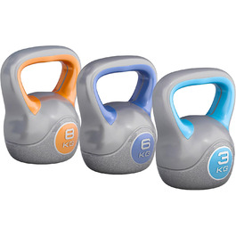 Kettlebell GORILLA SPORTS з пластика 2-20 кг – гиря для фітнесу, силових тренувань, різна вага, окремо або в наборі, з/без підставки