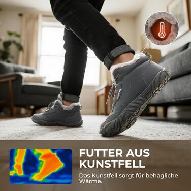 NORTIV 8 Чоловічі теплі зимові черевики, зручні зимові чоботи для дому (39 EU, сірий)