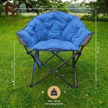 Крісло для кемпінгу Skandika Moonchair XL/Mala: зручне складане крісло з мішком для перенесення | Міцний сталевий каркас | Для дому та відпочинку на природі (Garten, Balkon, Reisen)