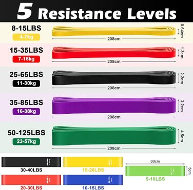 Набір еластичних стрічок для фітнесу Widerstandsbänder 14 в 1: стрічки опору, гумки для силових тренувань, фітнес-стрічки з ручками