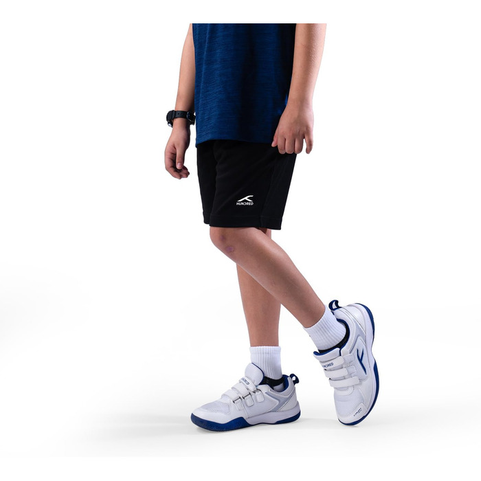 Бадмінтонні кросівки HUNDRED Court Star для дітей та юніорів | Легкі | X-Cushion | Для залу: бадмінтон, теніс, сквош, настільний теніс, баскетбол та падел | Білий, темно-синій | 38 EU