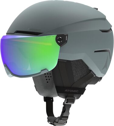 Гірськолижний шолом ATOMIC Savor Visor Stereo з візором, максимальне поглинання ударів, вентиляція Aircon, дзеркальна лінза, розмір 51-55, чорний