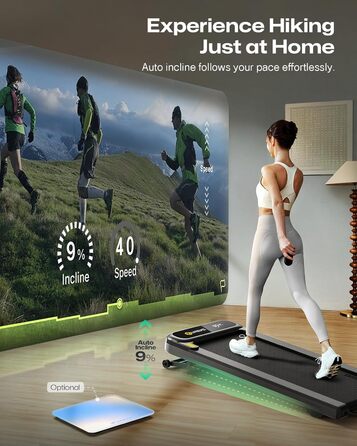 Smart Walking Pad [Spacewalk 3S] Чорний: Ходункова доріжка з автоматичним нахилом, 42x108 см, для дому та офісу