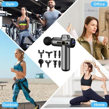 Масажер для м'язів NXPZ: професійний масаж глибоких м'язів, 99 швидкостей, 8 насадок, LCD дисплей, тихий електричний масажер для зняття болю та жорсткості м'язів