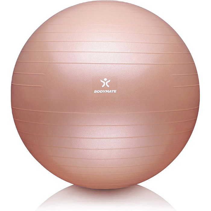 М'яч для фітнесу BodyMate: фітбол для йоги, тренувань спини та офісного використання, 65 см, рожеве золото (з насосом та E-book)