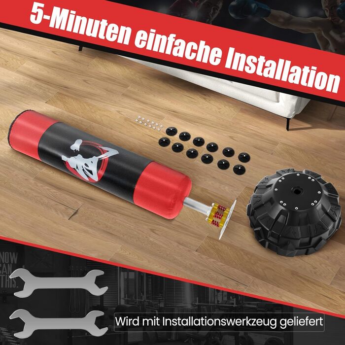 Боксерський мішок GYMAX з підставкою, на присосках, для дорослих та MMA - тренувальний мішок з амортизацією