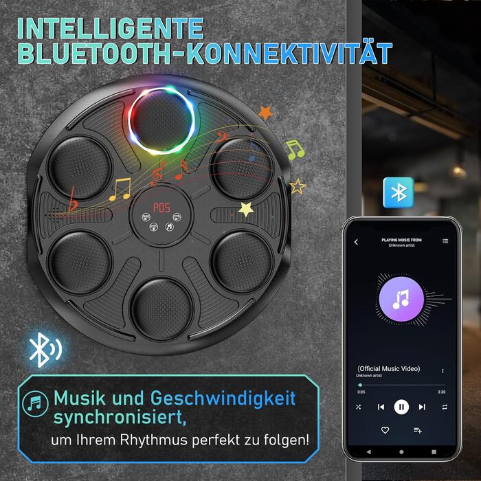Музичний бокс-машина HSYFUNA з Bluetooth, 12 режимів швидкості, LED підсвіткою, лічильником, для тренувань вдома та у спортзалі, для дорослих і дітей, 2024, регулювання гучності