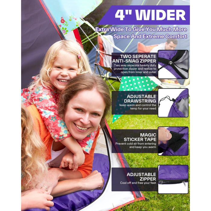 Сплячий мішок Outdoor Sportneer для дорослих та дітей - легкий спальник для кемпінгу, трекінгу та подорожей