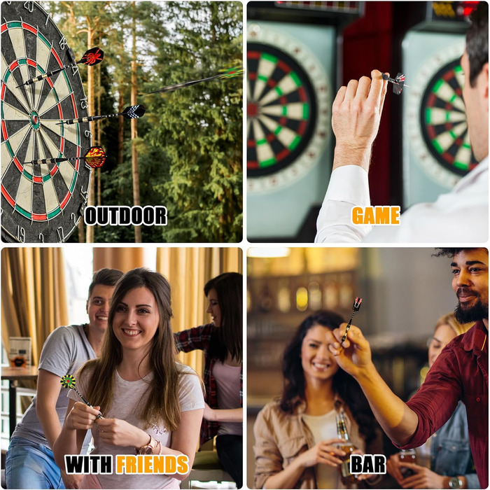 Професійні дротики Alyoen Metallspitze (6 шт) 20/24/26 г з алюмінієвими стеблями, пір'ями, точилом та захистом для польотів