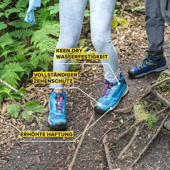 KEEN Wanduro Mid - Водонепроникні дитячі черевики для хайкінгу, Fjord Blue/Fuchsia/Purple, 38 EU