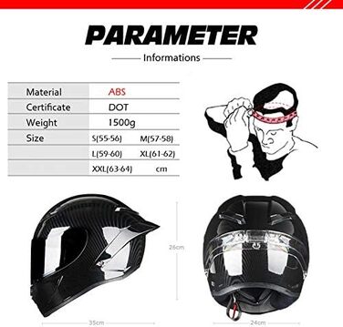 Мотошолом Woljay для дорослих унісекс Offroad, Moto, Street Bike, ATV. DOT approved, червона лінія, кольори, XL