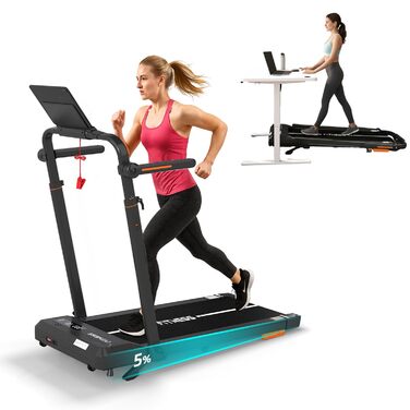 Складана бігова доріжка JUMMICO для дому та офісу з нахилом 5%, Walking Pad під стіл, швидкість 1-12 км/год, до 100 кг, керування через додаток та пульт, ширина стрічки 39 см