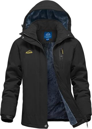 Daen Outdoor Зимова куртка: вітронепроникна, водонепроникна Softshell з флісовою підкладкою, для катання на лижах, функціональна, знімний капюшон (XXL, Чорний)