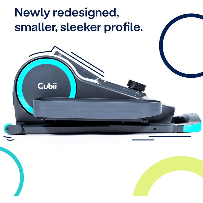 Cubii GO Аква – еліптичний тренажер для офісу під стіл, педальний міні-фітнес-тренажер з LCD-екраном, регулюванням навантаження, для дому та роботи, на колесах
