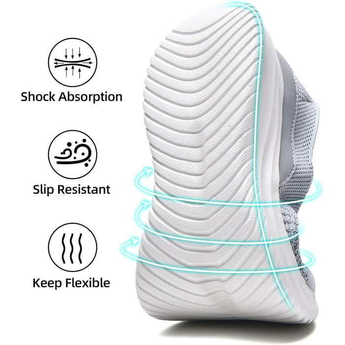 Жіночі кросівки для ходьби та тенісу TIOSEBON, сірі, дихаючі, зручні, slip-on