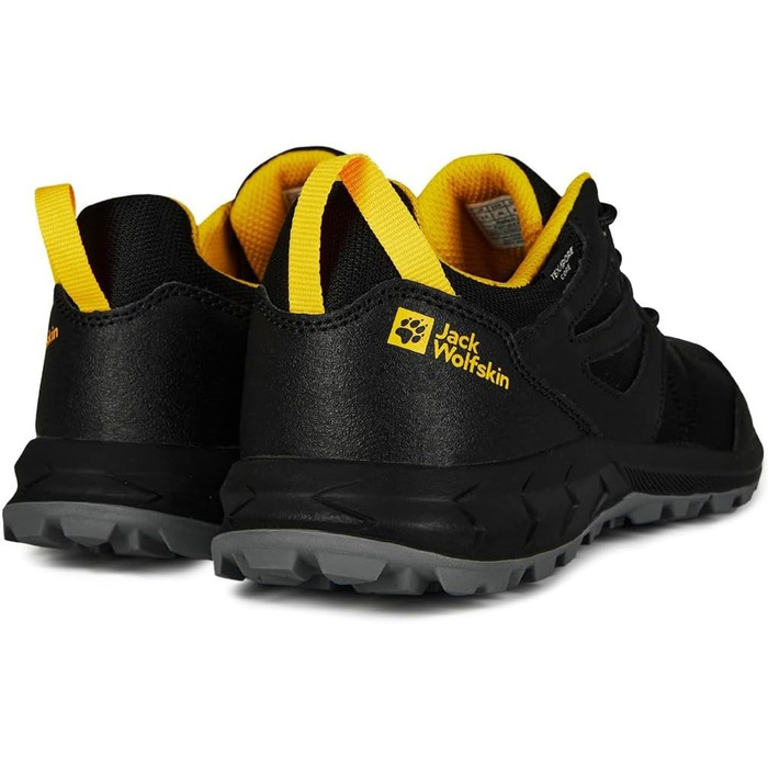 Черевики туристичні Jack Wolfskin Woodland Texapore Low для дітей, 33 EU, чорний/жовтий